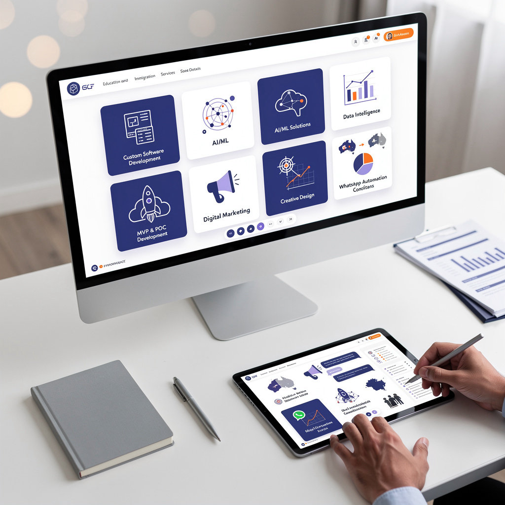 KONZE professional team delivering custom software development and AI solutions for education and immigration businesses